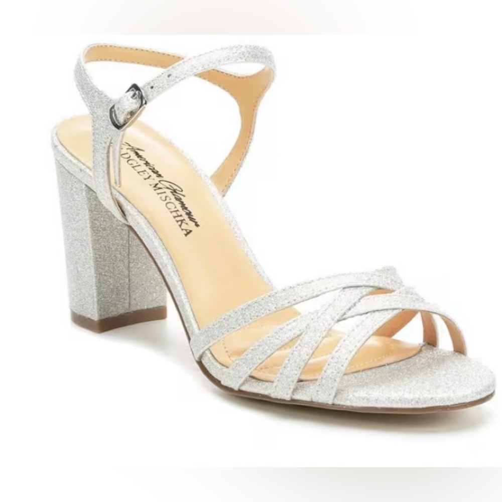 Badgley Mischka Xandra Silver Sparkling Special Occasion Heels Size 7.5